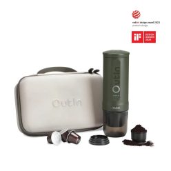   Outin Nano hordozható eszpresszó kávéfőző utazó szett, Forest green