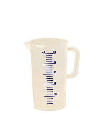 Skálázott műanyag mérőpohár 50 ml