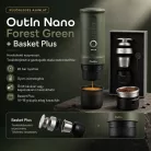 OutIn Nano Forest green utazós kávéfőző + Basket Plus kosár szett - limitált ajánlat