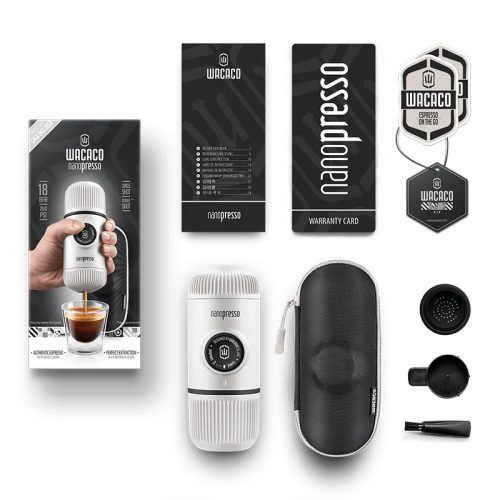 Wacaco Nanopresso hordozható kávéfőző + kemény védőtok, fehér