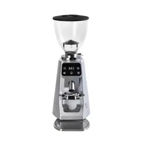AVX CG305 Plasma 64mm Titanium síktárcsás kávéőrlő pumpás babtartállyal, ezüst