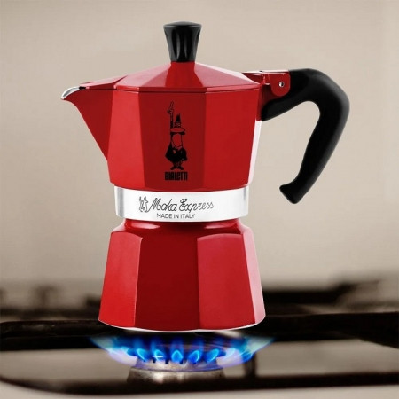 Bialetti Moka Express kotyogós kávéfőző 3 adagos, piros