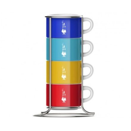 Bialetti Cappuccino csésze szett állvánnyal color 4DB-OS