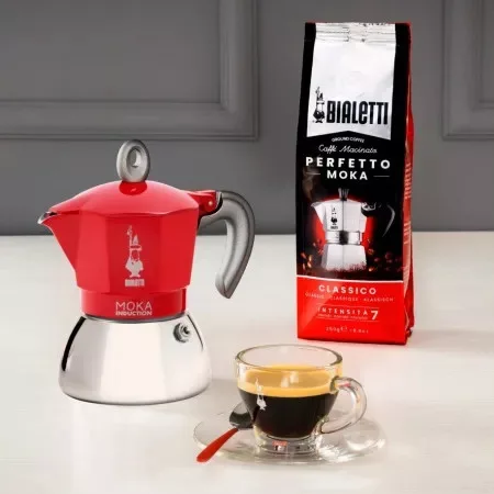 Bialetti Moka Indukciós kotyogós kávéfőző 6 adagos, piros