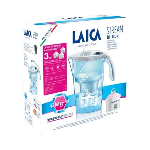 LAICA Stream Line fehér vízszűrő kancsó mechanikus kijelzővel 3db magnezium active bi-flux szűrővel