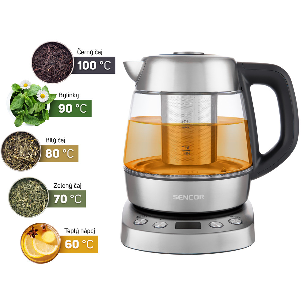 Electric kettle with tea strainer, SWK 1080SS