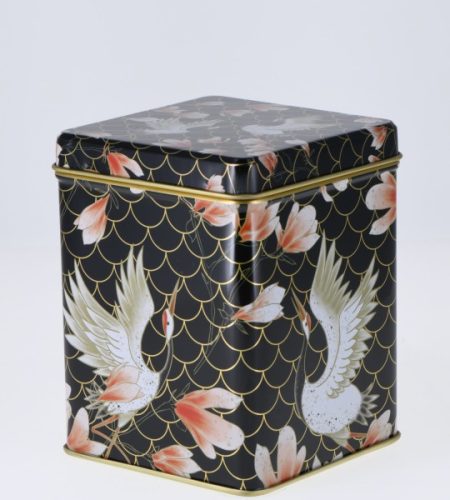 Fém Teatartó Doboz - Virágok és darvak 100g