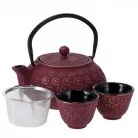 Shanghai Öntöttvas teaszett  600 ml, bordó