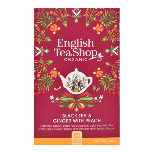 English Tea Shop - Gyömbéres bio fekete tea barackkal, 20 teafilter